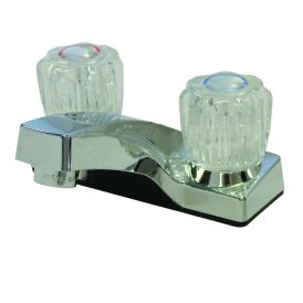 Two Acrylic Handle Less Pop-Up - Square Base - Chrome