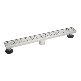 24-in Brushed Nickel Raindrops Pattern Linear 2-in Shower Drain