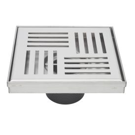 6-in Polished Chrome Elements Pattern Square 2-in Shower Drain