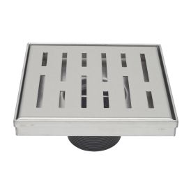 6-in Brushed Nickel Off-set Pattern Square 2-in Shower Drain