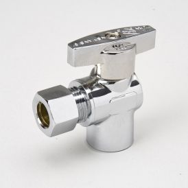 Chrome Plated Brass 1/2-in SWT x 3/8-in COMP Angle Stop