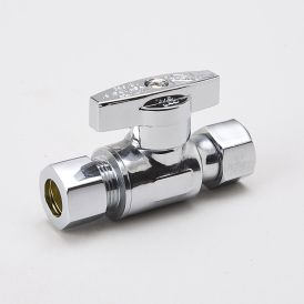 Chrome Plated Brass 3/8-in COMP x 3/8-in COMP Straight Stop