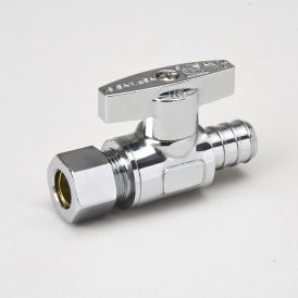1/2-in F1807 PEX x 3/8-in COMP Chrome Plated Brass Straight Stop