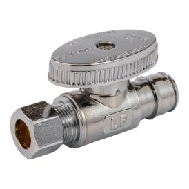 1/2-in F1960 PEX x 3/8-in COMP Chrome Plated Brass Straight Stop