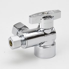 Chrome Plated Brass 1/2-in FIP x 3/8-in COMP x 1/4-in COMP Dual Outlet Stop
