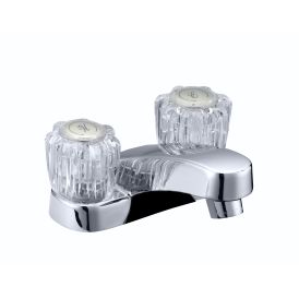 Two Acrylic Handle Less Pop-Up - Round Base - Brass Waterways- Chrome