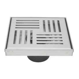 6-in Brushed Nickel Elements Pattern Square 2-in Shower Drain