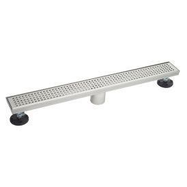 24-in Brushed Nickel Compact Grid Pattern Linear 2-in Shower Drain