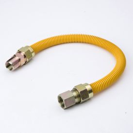 12-in 1/2-in ID Yellow Coated CSST Gas Connector -  1/2-in MIP x 1/2-in FIP