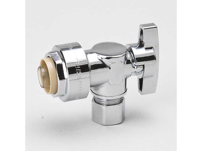 Chrome Plated Brass 1/2-in PF x 3/8-in COMP Angle Stop | BK Chrome Plated Brass 1/2-in PF x 3/8-in COMP Angle Stop | BK